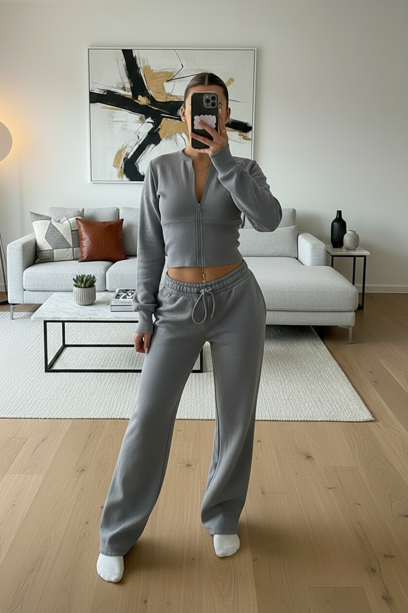Wide Leg Zip Crop Tracksuit 🇬🇧