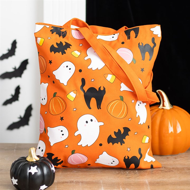 Sweet and Spooky Ghost Print Polycotton Tote Bag 🇬🇧