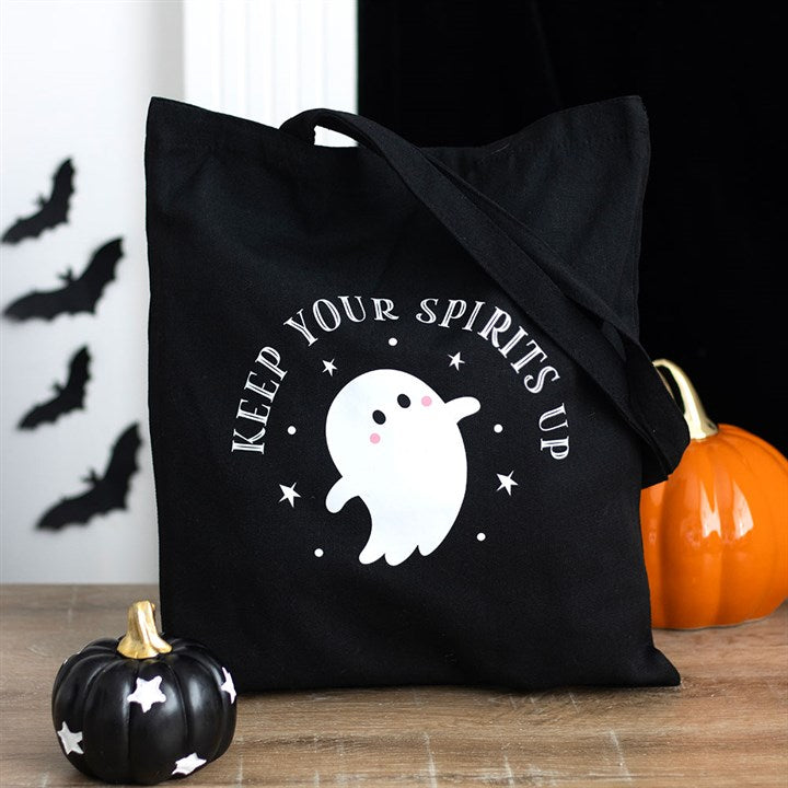 Keep Your Spirits Up Ghost Polycotton Tote Bag 🇬🇧