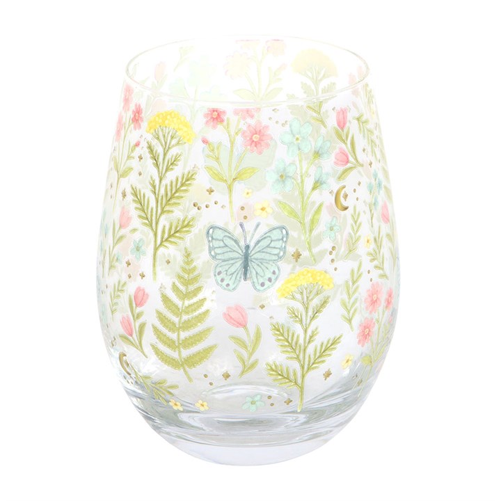 Luna Bloom Floral Print Stemless Glass 🇬🇧