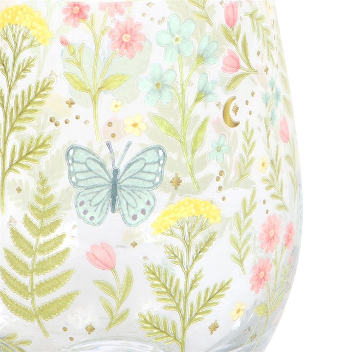 Luna Bloom Floral Print Stemless Glass 🇬🇧