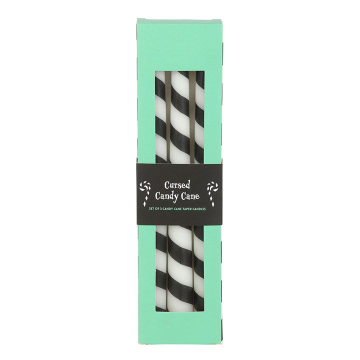 Set of 3 Black Candy Cane Taper Candles 🇬🇧