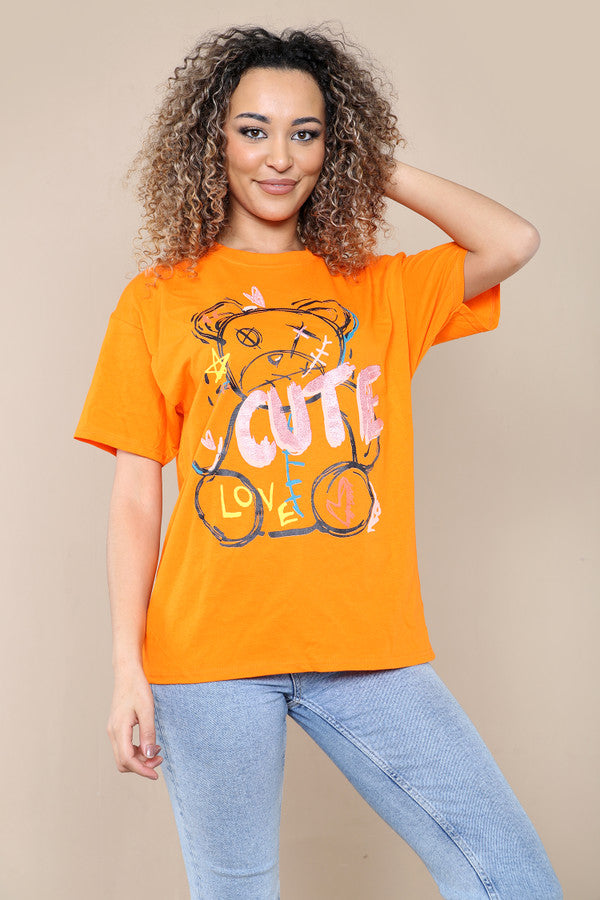 Ladies Cute Printed Short Sleeves T Shirt Top 🇬🇧