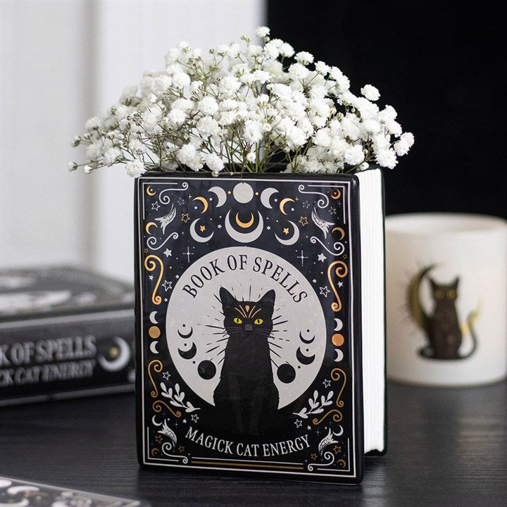 Black Cat Magick Book Shaped Flower Vase 🇬🇧
