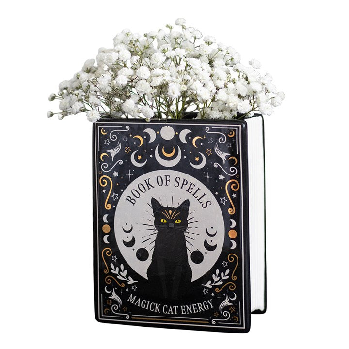 Black Cat Magick Book Shaped Flower Vase 🇬🇧