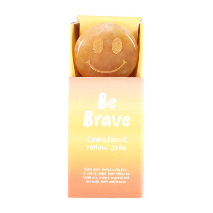 Be Brave Yellow Jade Happy Face Crystal 🇬🇧