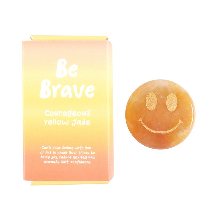 Be Brave Yellow Jade Happy Face Crystal 🇬🇧