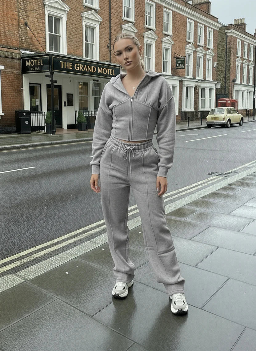 Cropped Zip Hoodie & Trouser Set 🇬🇧