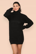 Polo Roll Neck Over Sized Ribbed Knitted Florescent Chunky Sweater Jumper Dress 🇬🇧