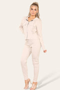 Front Pocket Zip Suit Ribbed Hooded Lounge Wear Set 🇬🇧