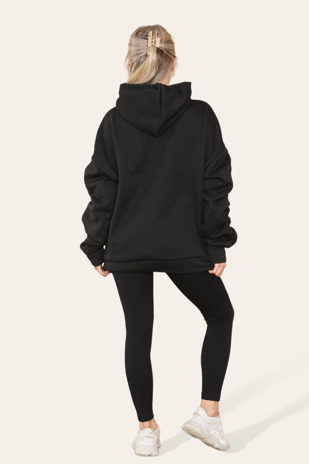 Oversized Ruched Sleeves Hoodie With Satin Ribbon 🇬🇧