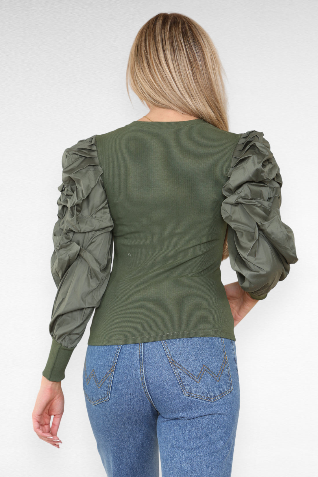 Oversized Puff Sleeves Ribbed Top 🇬🇧