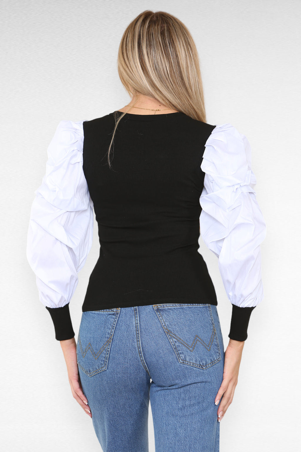 Oversized Puff Sleeves Ribbed Top 🇬🇧