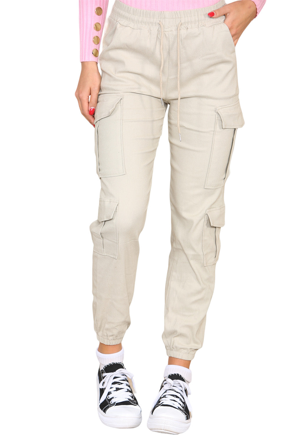 Cargo Pockets Pants Women High Waist Cropped Slim Fit Trouser 🇬🇧
