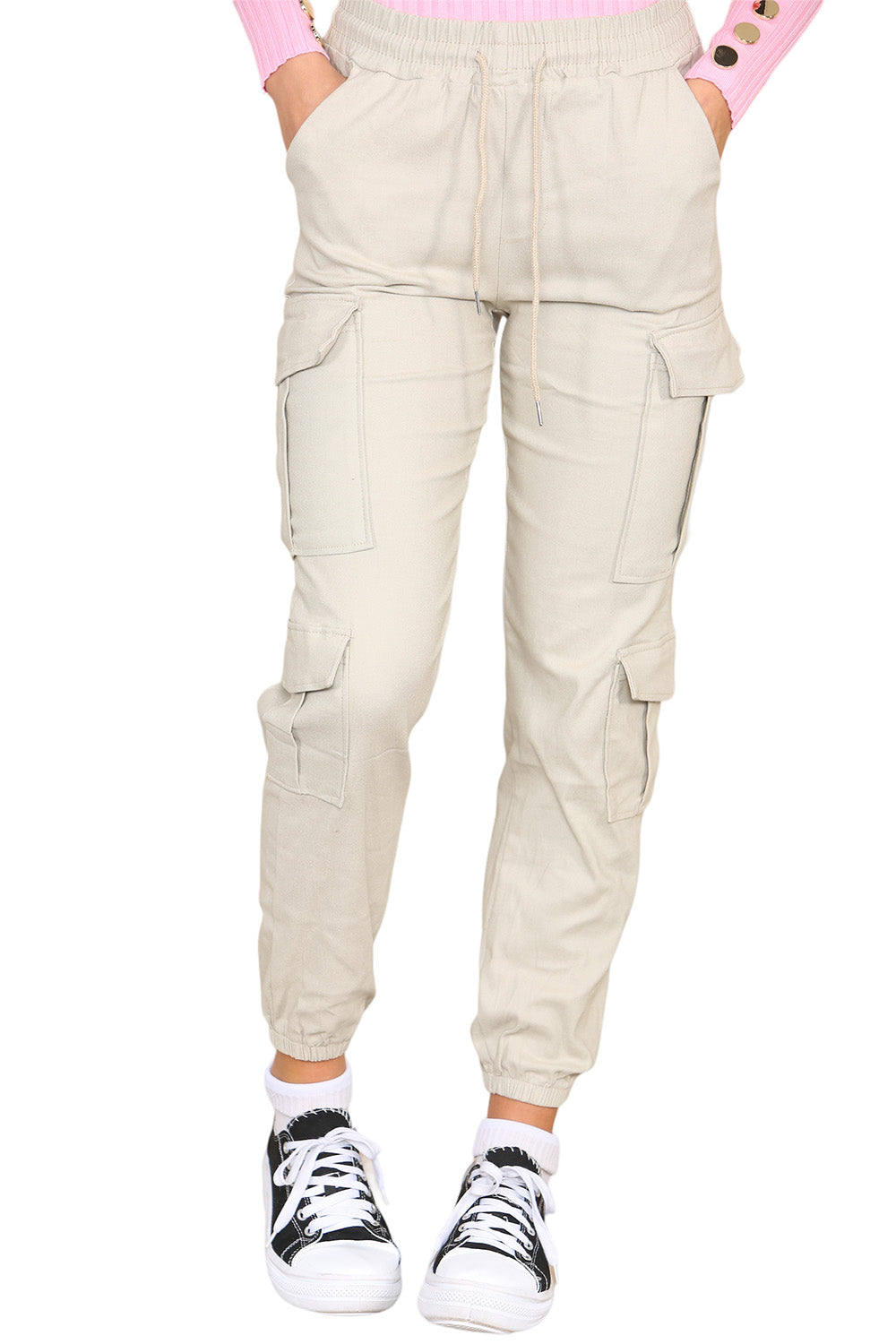 Cargo Pockets Pants Women High Waist Cropped Slim Fit Trouser 🇬🇧