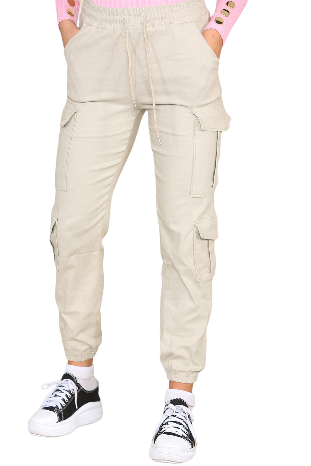 Cargo Pockets Pants Women High Waist Cropped Slim Fit Trouser 🇬🇧