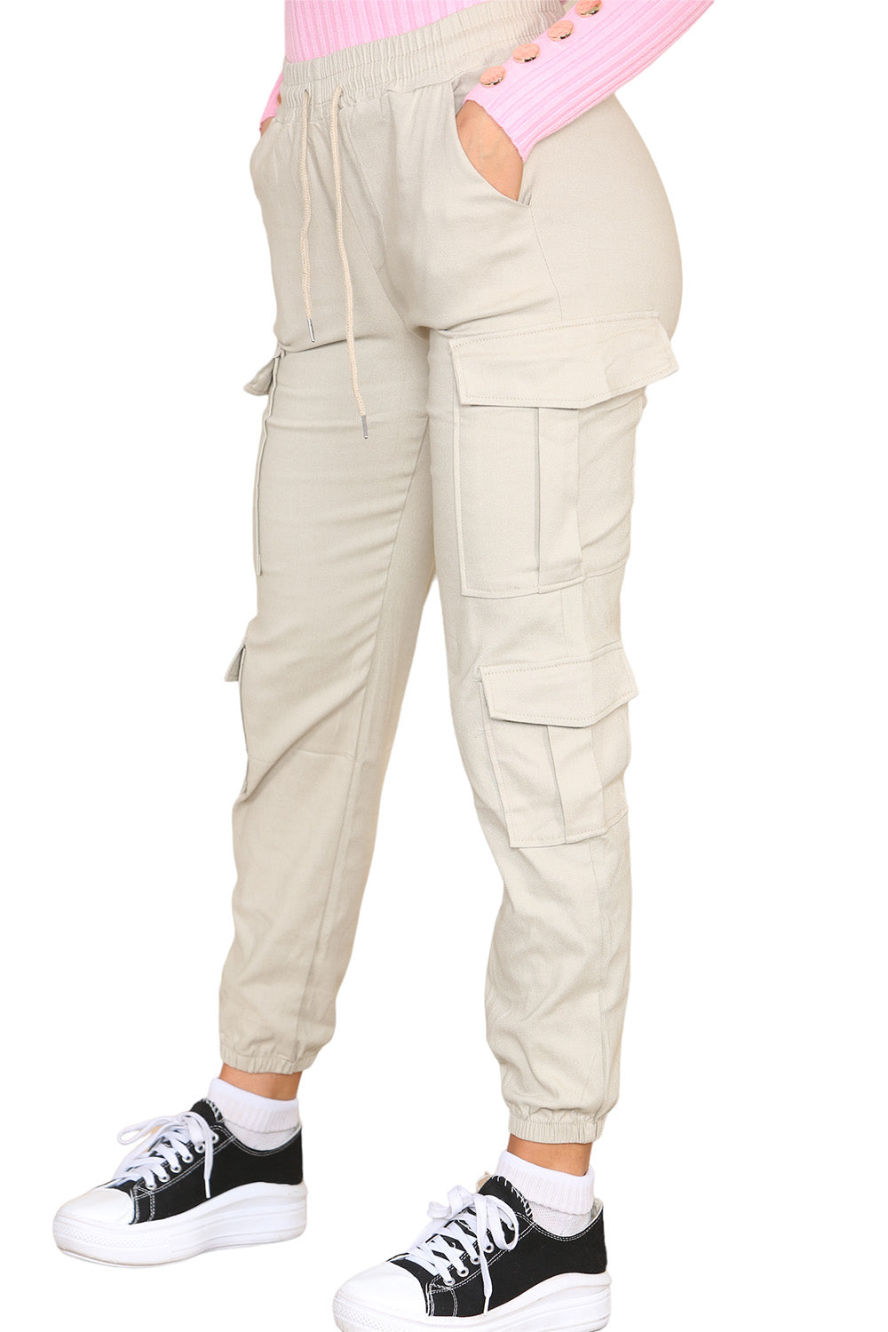 Cargo Pockets Pants Women High Waist Cropped Slim Fit Trouser 🇬🇧