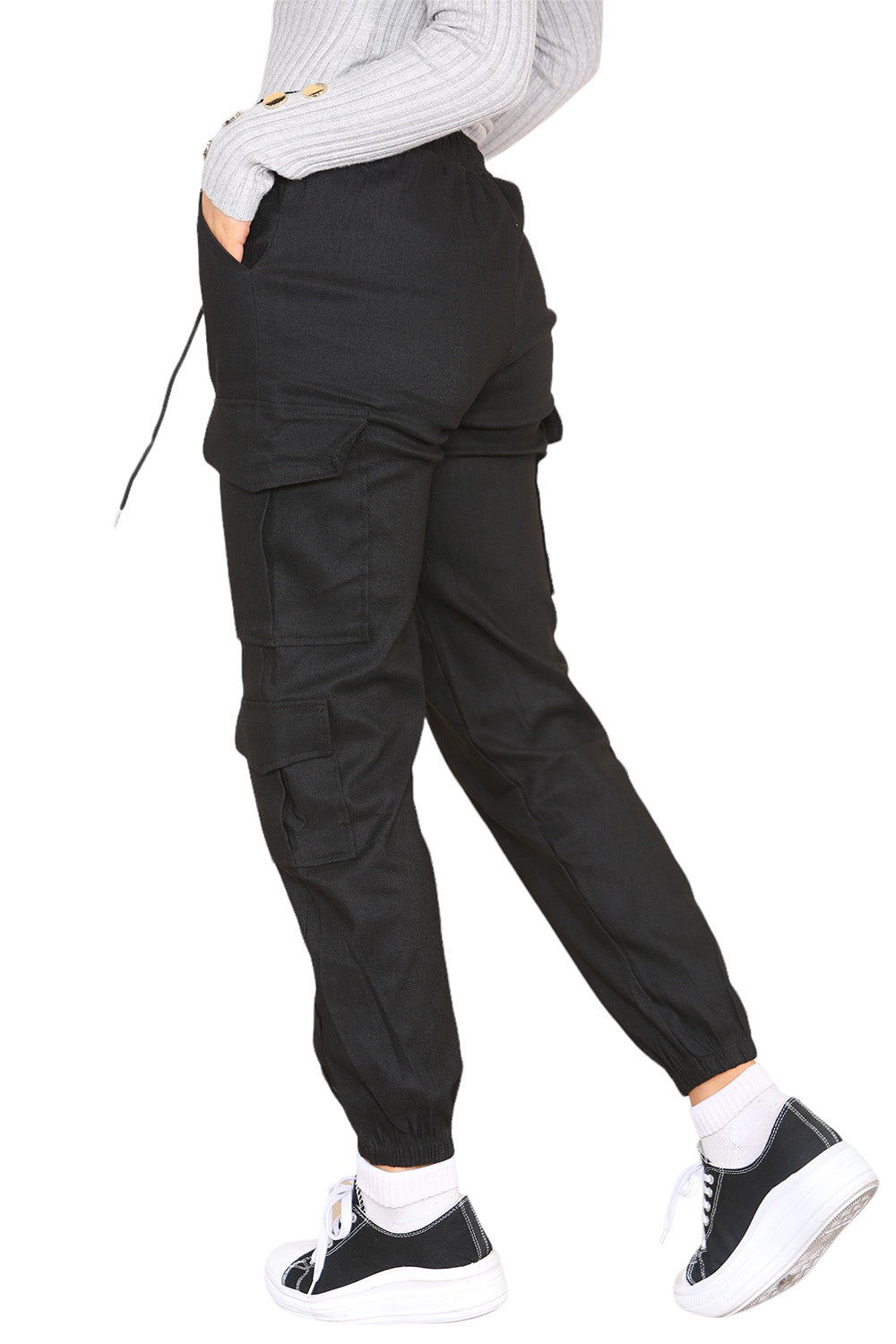 Cargo Pockets Pants Women High Waist Cropped Slim Fit Trouser 🇬🇧