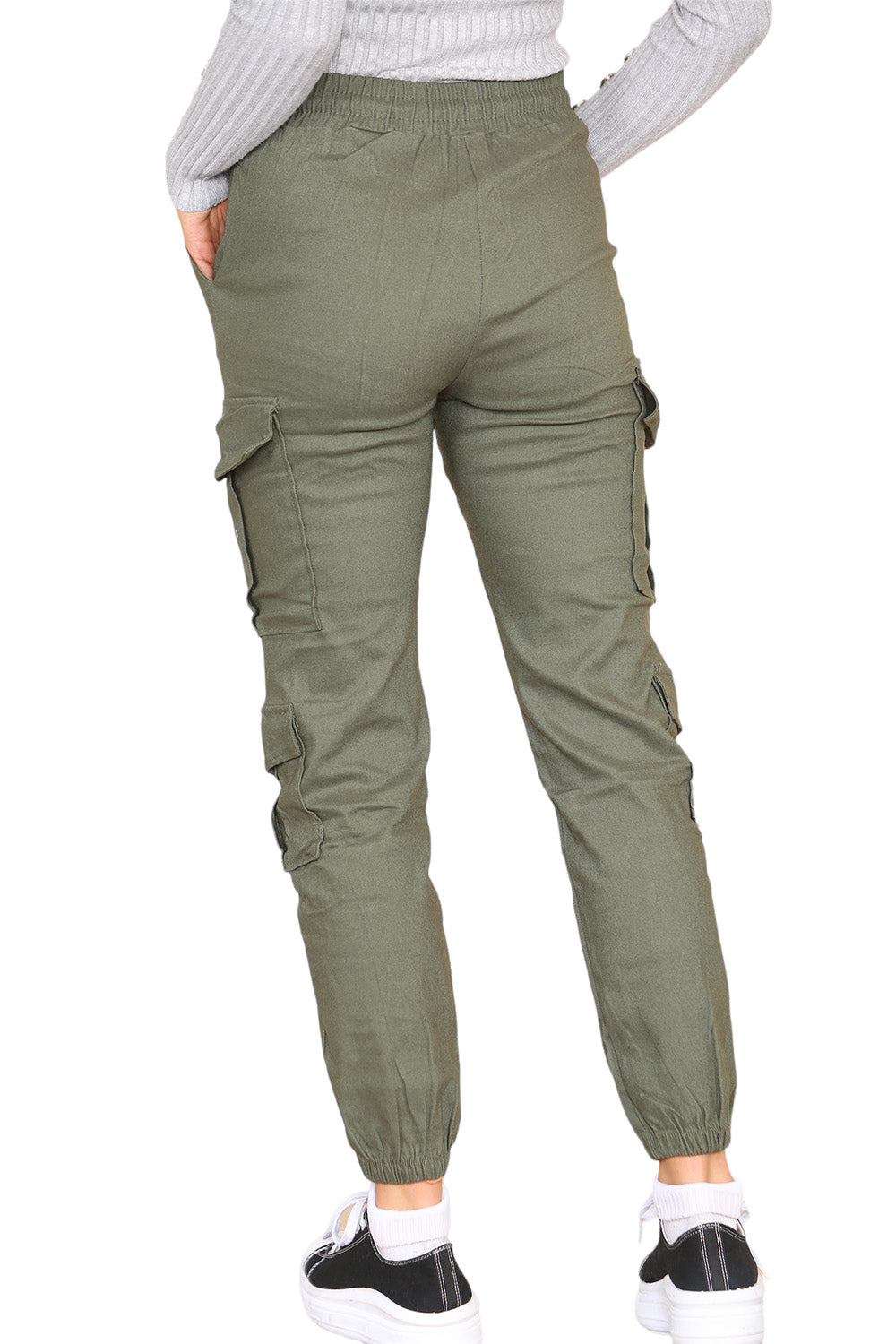 Cargo Pockets Pants Women High Waist Cropped Slim Fit Trouser 🇬🇧