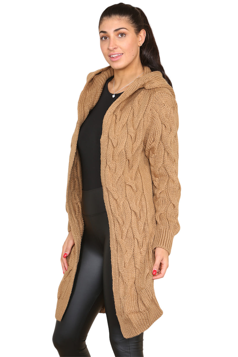Knitted Cables Hooded Long Over Sized Cardigan 🇬🇧