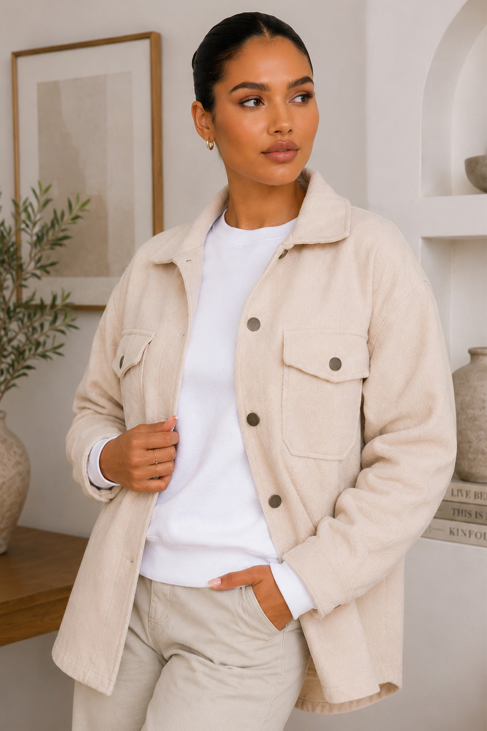 Ladies Long Sleeve Button Up Shacket 🇬🇧