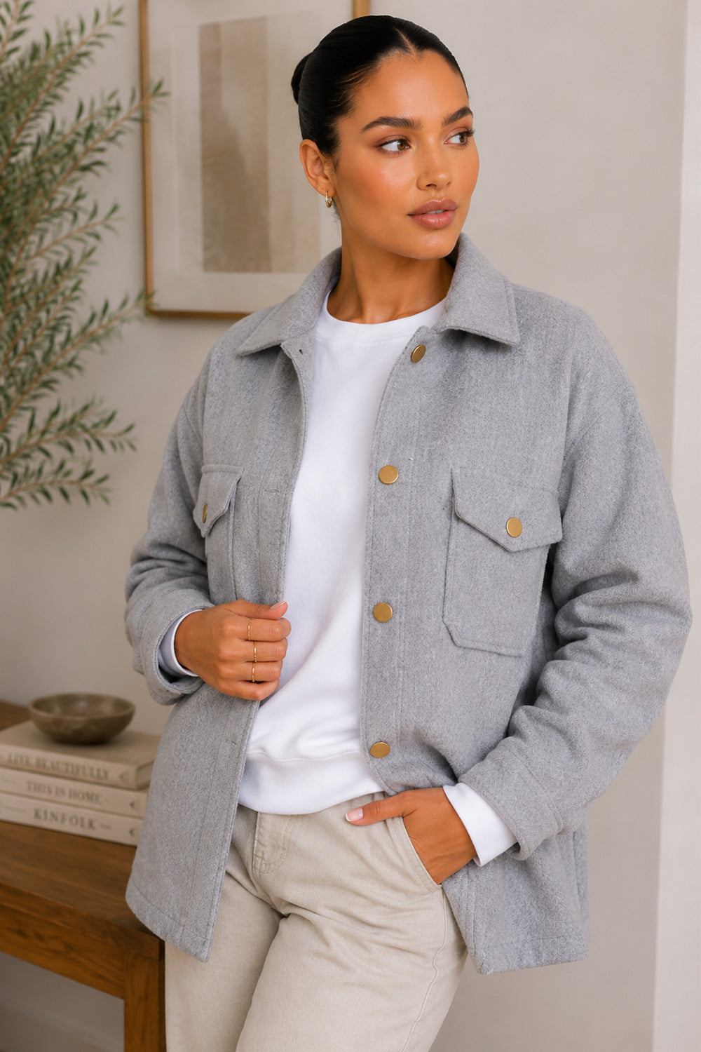 Ladies Long Sleeve Button Up Shacket 🇬🇧