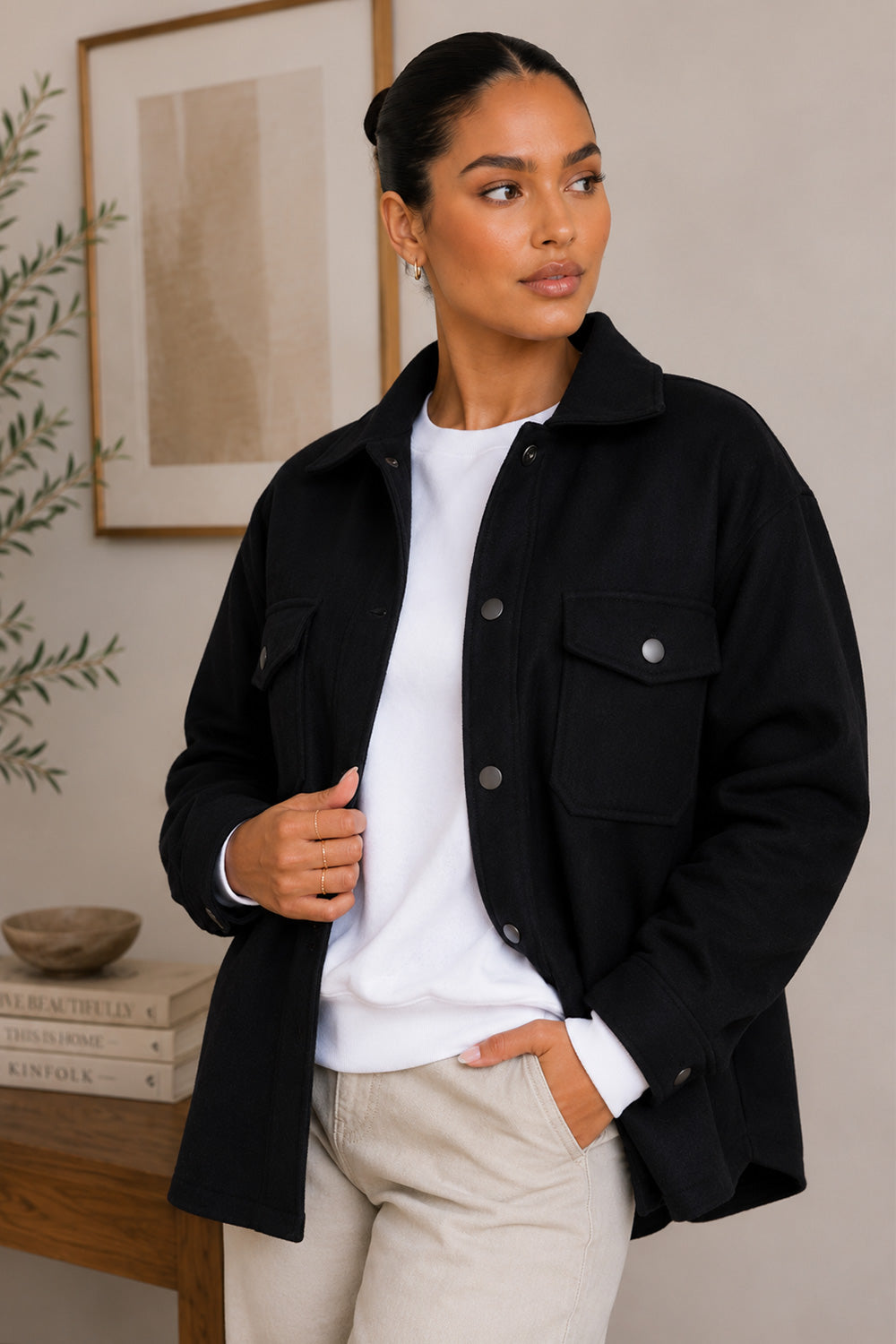 Ladies Long Sleeve Button Up Shacket 🇬🇧
