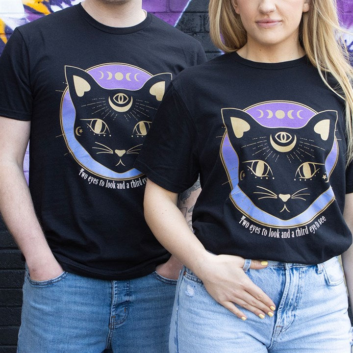 Mystic Mog Black Cat Unisex T-shirt Size L 🇬🇧
