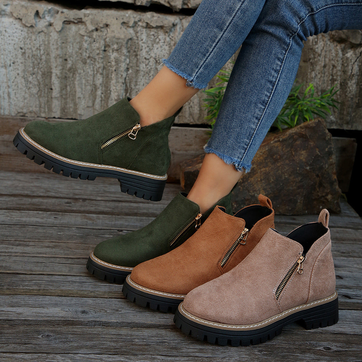 Suede Chelsea Boots with Side Zipper 🇨🇳