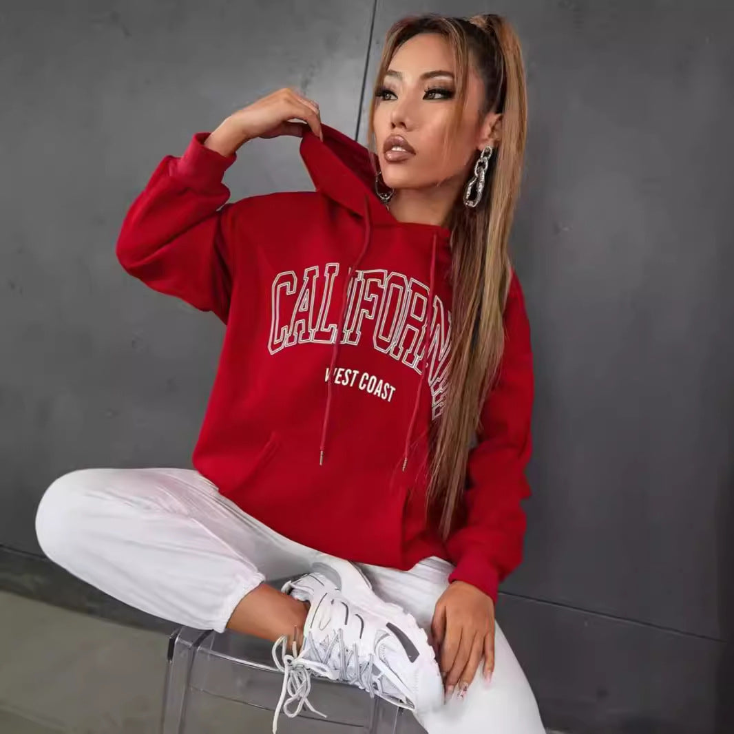 Letter Print Casual Hooded Sweater For Women 🇨🇳