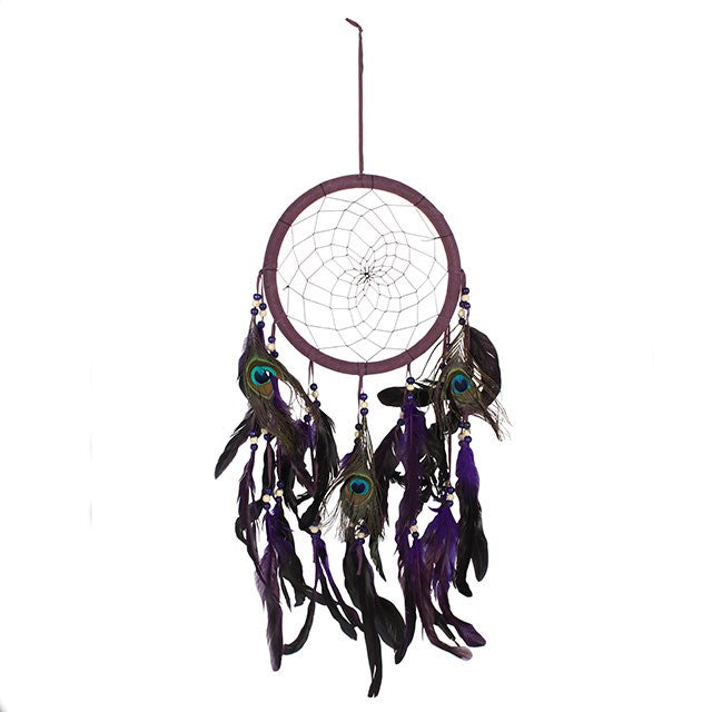 Purple Peacock Feather Dreamcatcher 🇬🇧