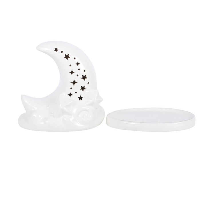 White Pastel Skies Moon Incense Cone Holder 🇬🇧