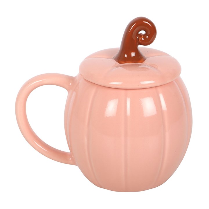 Pink Curly Pumpkin Lidded Mug 🇬🇧