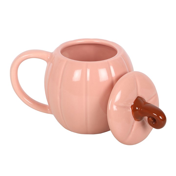 Pink Curly Pumpkin Lidded Mug 🇬🇧