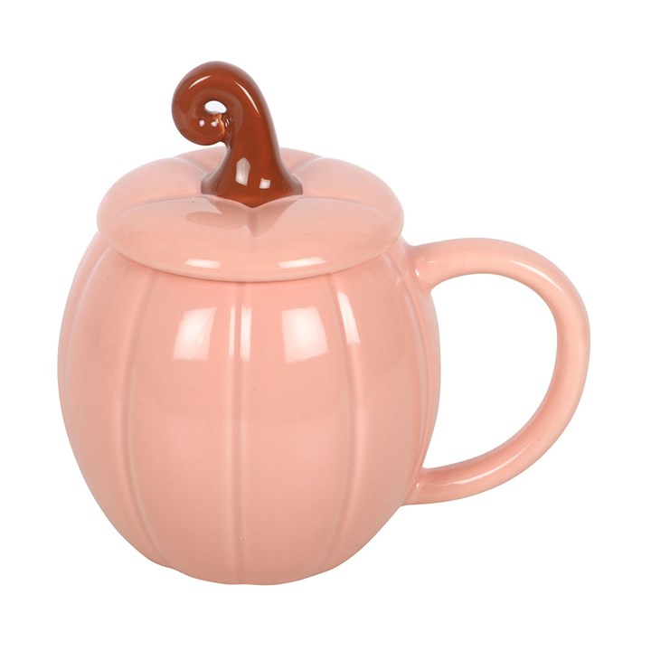 Pink Curly Pumpkin Lidded Mug 🇬🇧