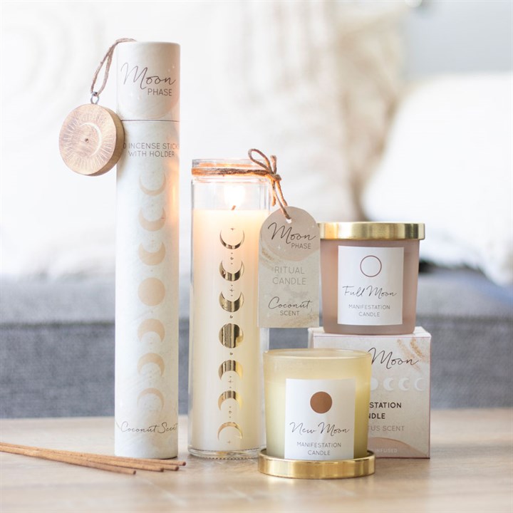 Coconut Moon Phase Candle in Glass Tube 🇬🇧