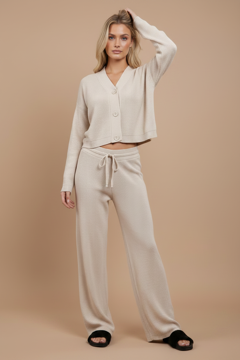 3 Button Cardigan with Flares Bottoms Full Suit Set 🇬🇧