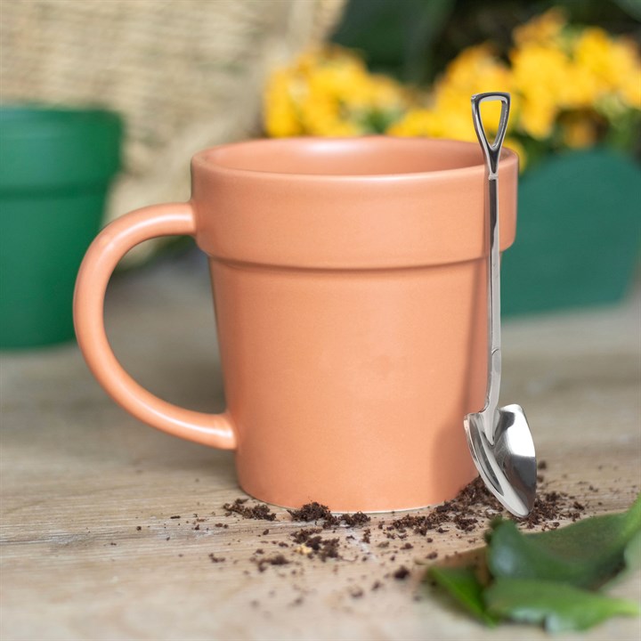 Plain Plant Pot Ceramic Mug and Shovel Spoon 🇬🇧