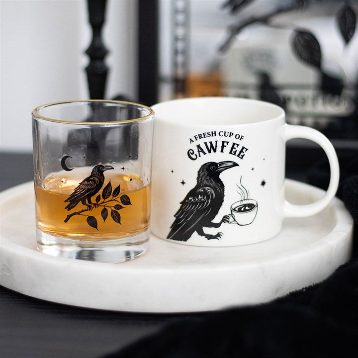 Perched Raven Drinking Glass 🇬🇧