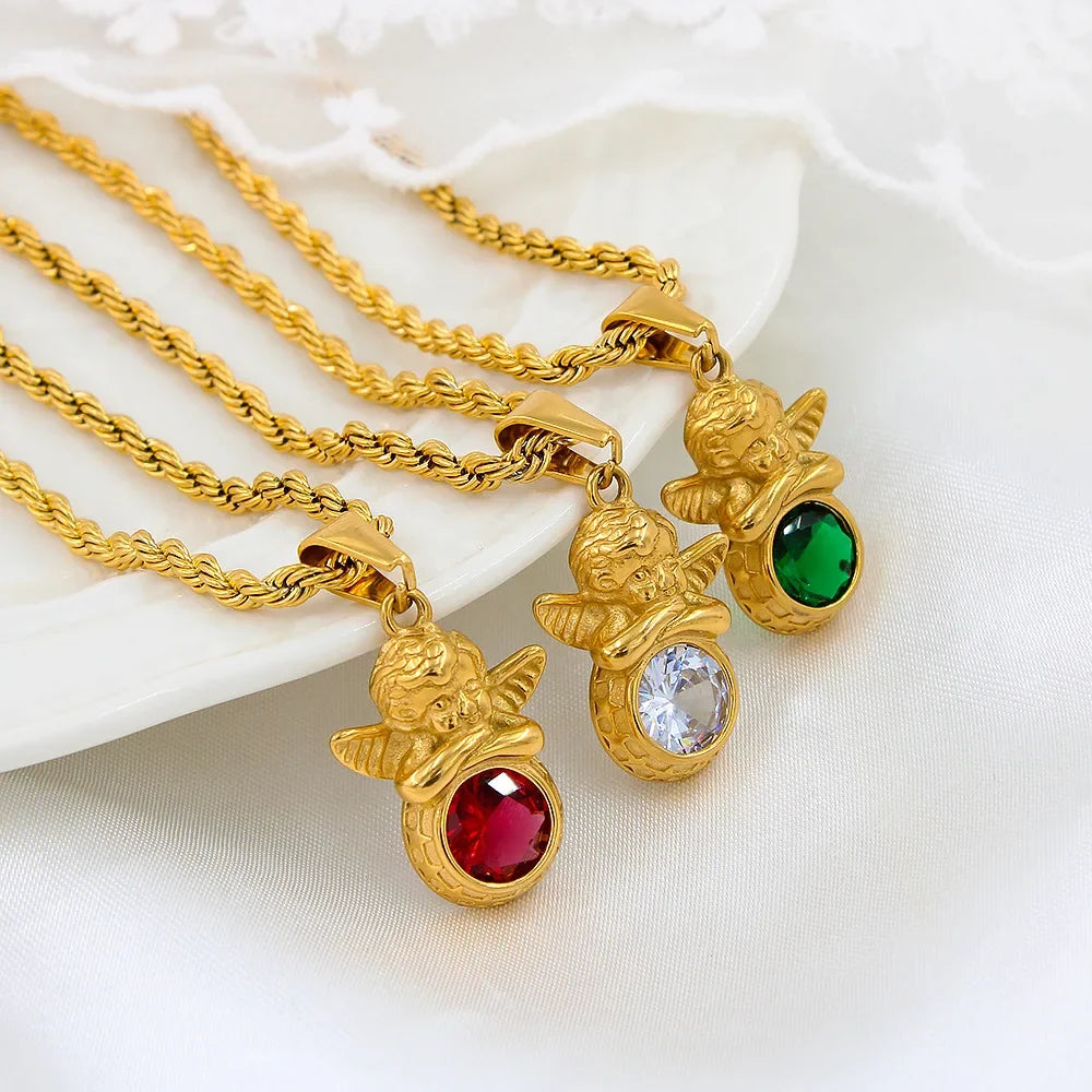 Dainty Angel Birthstone Necklace 🇬🇧