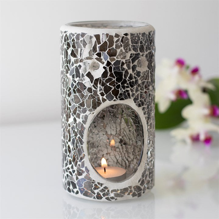Pillar Gunmetal Grey Crackle Oil Burner and Wax Warmer 🇬🇧