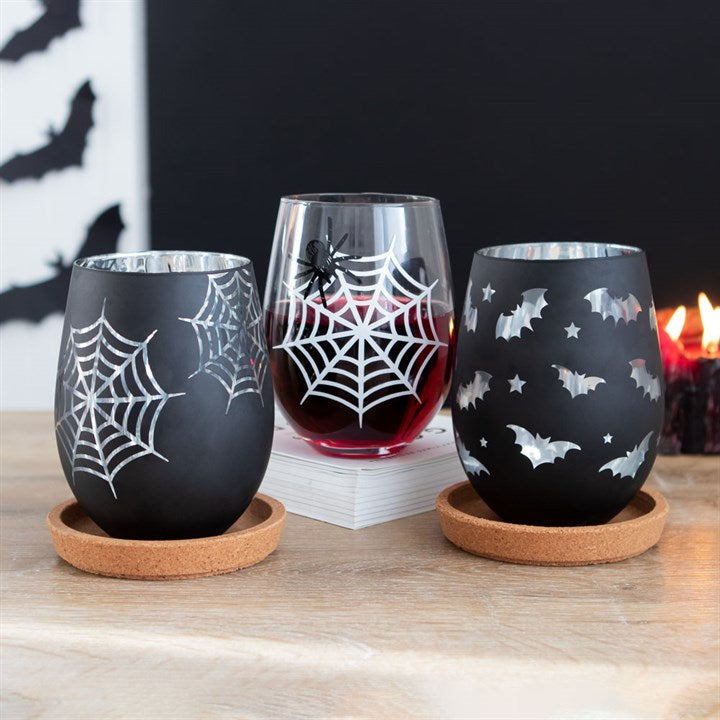 Set of 2 Spider and Web Stemless Wine Glasses 🇬🇧