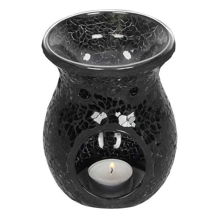 Large Black Crackle Oil Burner and Wax Warmer 🇬🇧