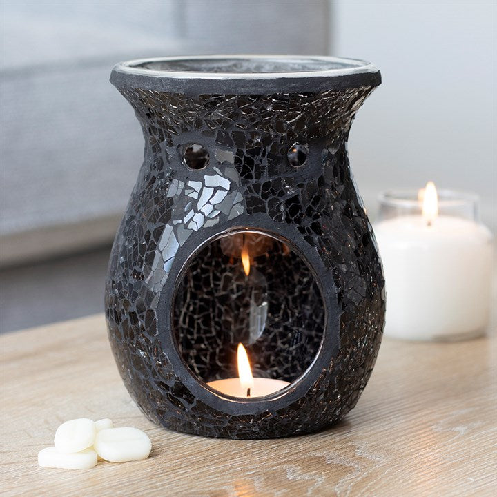 Large Black Crackle Oil Burner and Wax Warmer 🇬🇧