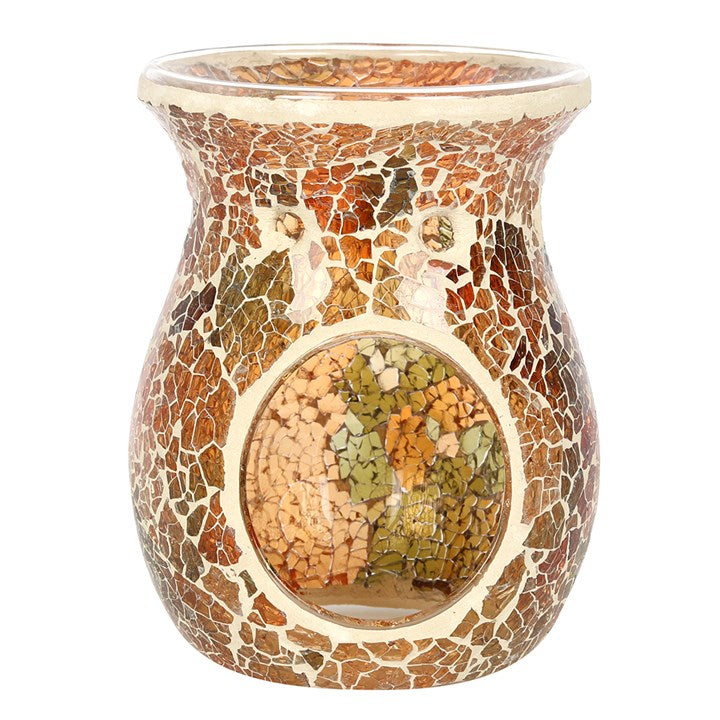 Large Brown Crackle Oil Burner and Wax Warmer 🇬🇧