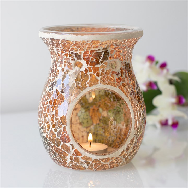 Large Brown Crackle Oil Burner and Wax Warmer 🇬🇧