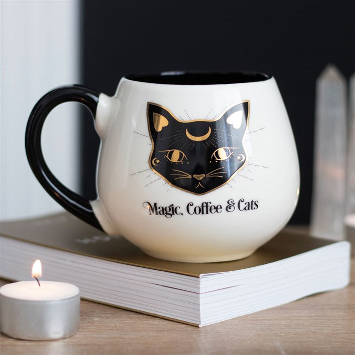 Magic, Coffee & Cats Rounded Mug 🇬🇧