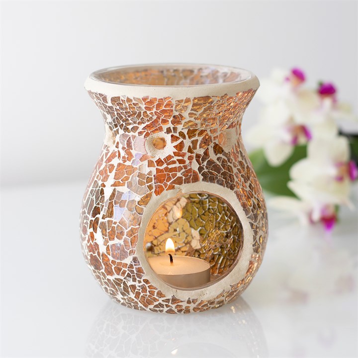 Small Brown Crackle Oil Burner and Wax Warmer 🇬🇧