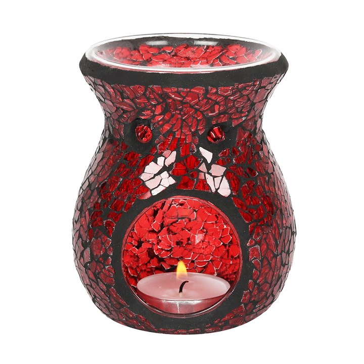Small Red Crackle Glass Oil Burner and Wax Warmer 🇬🇧