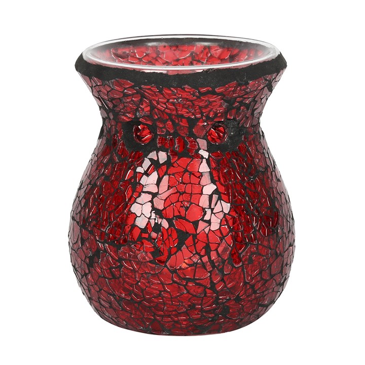 Small Red Crackle Glass Oil Burner and Wax Warmer 🇬🇧